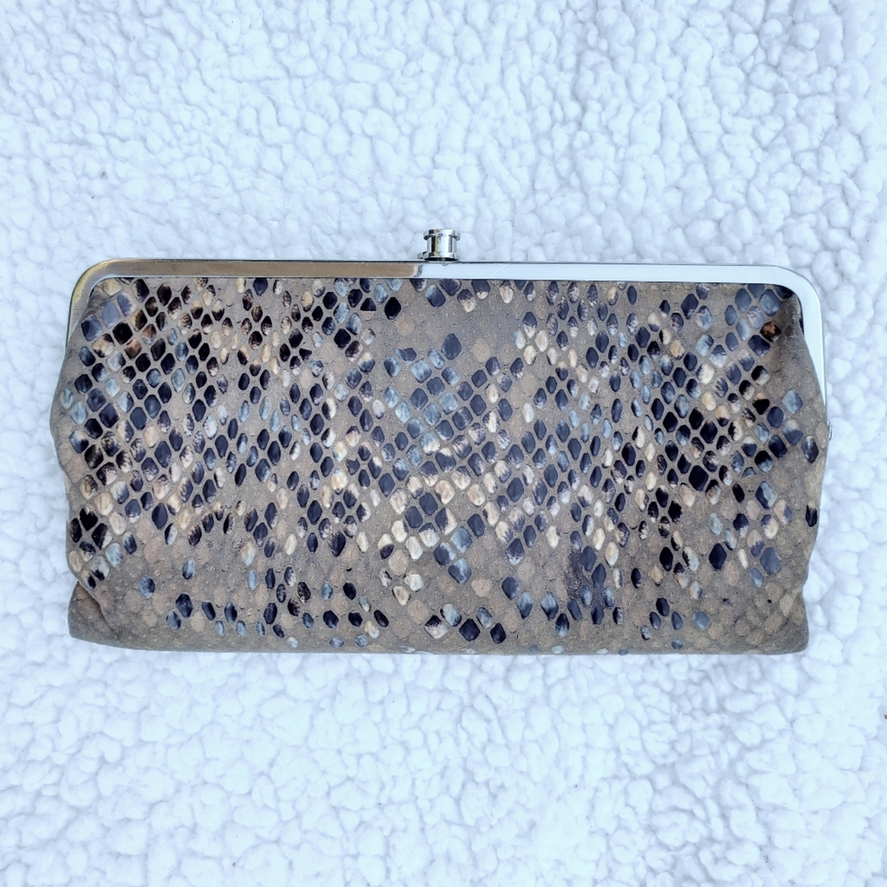 Snake-Print Wallet in Snakeskin Taupe